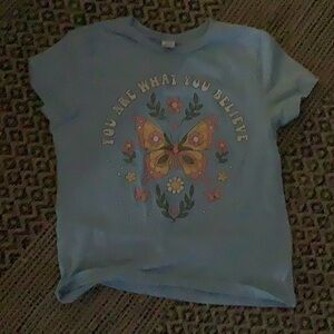Blue kids "you are what you believe "butterfly shirt